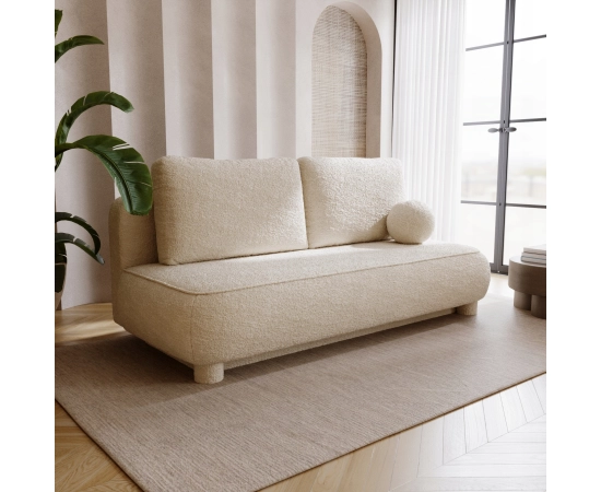 2-Sitzer Sofa runde Kissen Bouclé-Stoff Toby