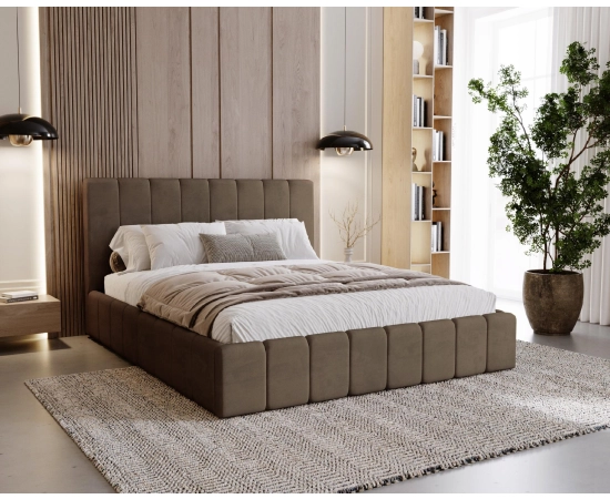 Łóżko slim tapicerowane z pojemnikiem i stelażem 160x200 Lexy
