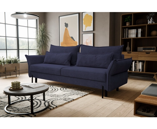 Rozkładana beżowa sofa z nowoczesnymi podłokietnikami Vilio