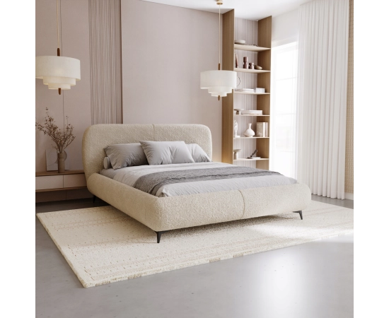 Łóżko sypialniane obłe kształty tkanina boucle 180x200 Eve