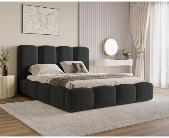 Polsterbett 180x200 im Wolken-Design mit Bettkasten und Lattenrost Puffy