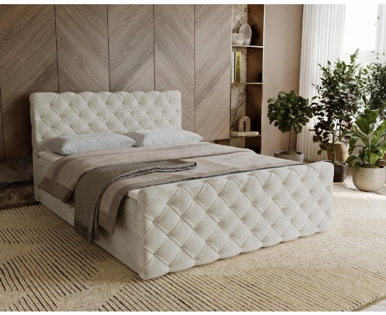 Chesterfield kontynentalne łóżko z pojemnikiem i materacem 180x200 Grand