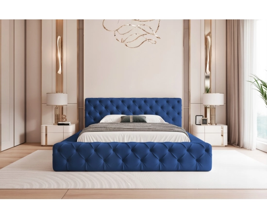 Chesterfield łóżko z grubymi boczkami pojemnikiem i stelażem 140x200 Clara