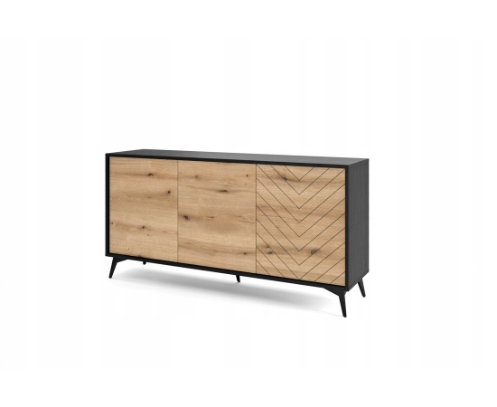 Komoda jodełka Billy 154 dąb evoke/czarny metal