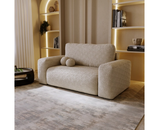 Kleines Polstersofa fürs Wohnzimmer mit runden Armlehnen Ornello