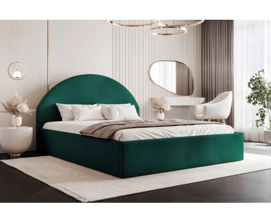 Łóżko tkanina boucle slim stylowe zaglowie pojemnik stelaż 160x200 Velora
