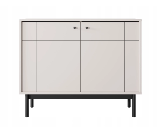 Komoda do salonu 100 cm dwudrzwiowa z czarnymi elementami MALMI kaszmir