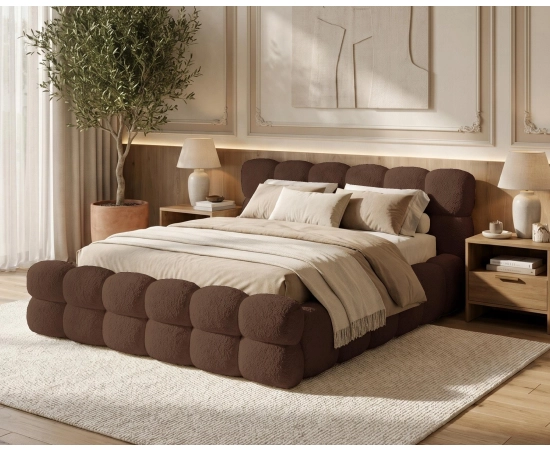 Doppelbett 180x200 Bouclé Roma aus dickem Schaumstoff
