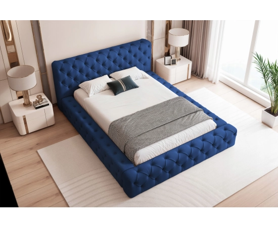 Chesterfield łóżko z grubymi boczkami pojemnikiem i stelażem 140x200 Clara