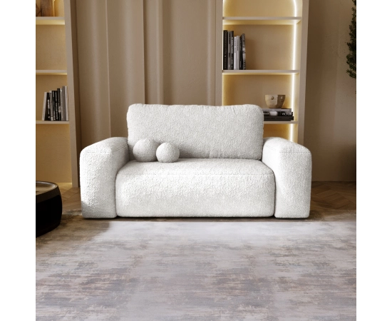 Kleines Polstersofa fürs Wohnzimmer mit runden Armlehnen Ornello