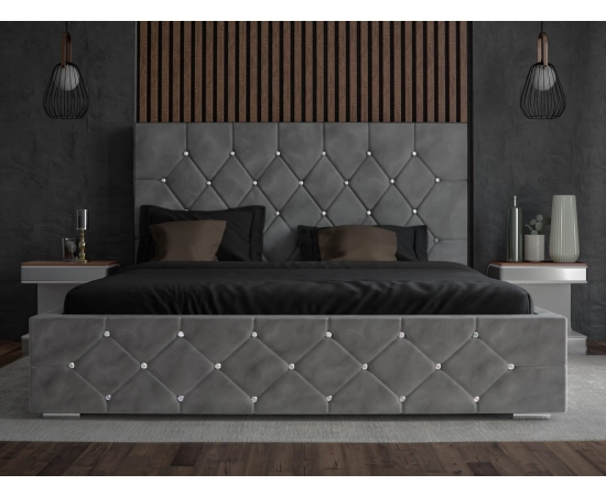 Tapicerowane łóżko glamour 160x200 kryształki Crystal