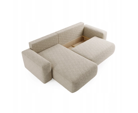 Bouclé Ecksofa mit Schlaffunktion & runden Formen Ornello L