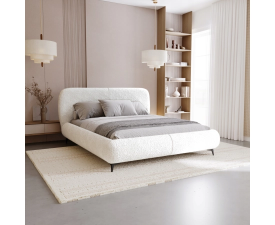Łóżko sypialniane obłe kształty tkanina boucle 180x200 Eve
