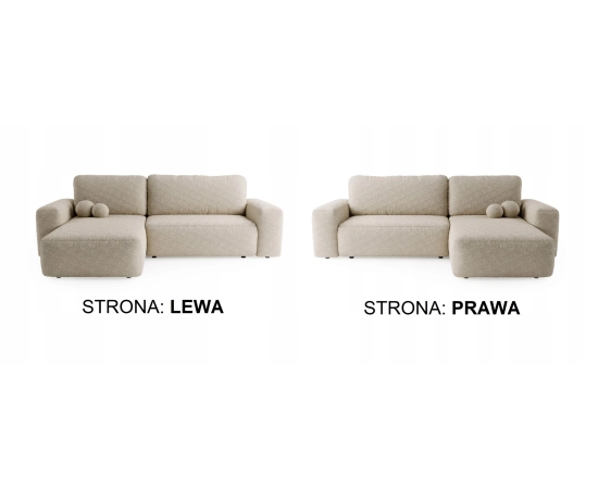 Bouclé Ecksofa mit Schlaffunktion & runden Formen Ornello L