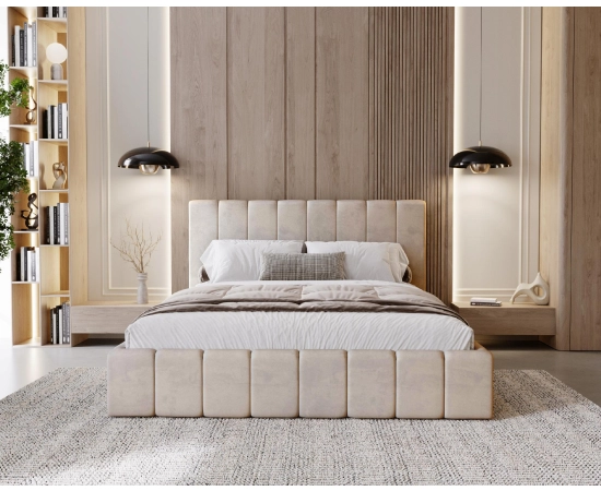 Łóżko slim tapicerowane z pojemnikiem i stelażem 160x200 Lexy