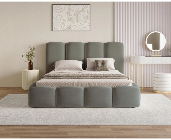 Doppelbett 200x200 im Wolken-Design mit Bettkasten und Lattenrost Puffy