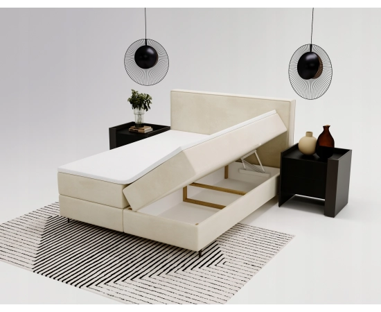 Łóżko do sypialni kontynentalne 140x200 z pojemnikiem i topperem Gloria Box