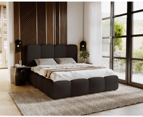 Tapicerowane łóżko tkanina Boucle 180x200 Lila