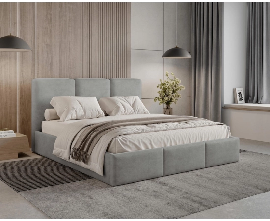 Polster-Doppelbett 200x200 mit Stauraum schlankes Design Elora