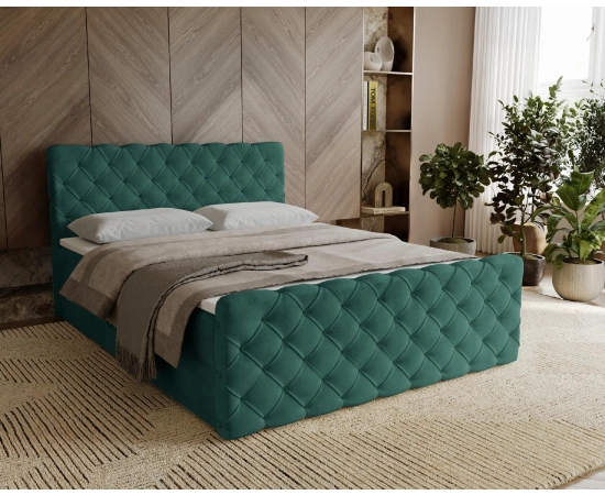 Chesterfield kontynentalne łóżko z pojemnikiem i materacem 140x200 Grand