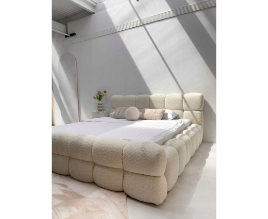 Doppelbett 180x200 Bouclé Roma aus dickem Schaumstoff