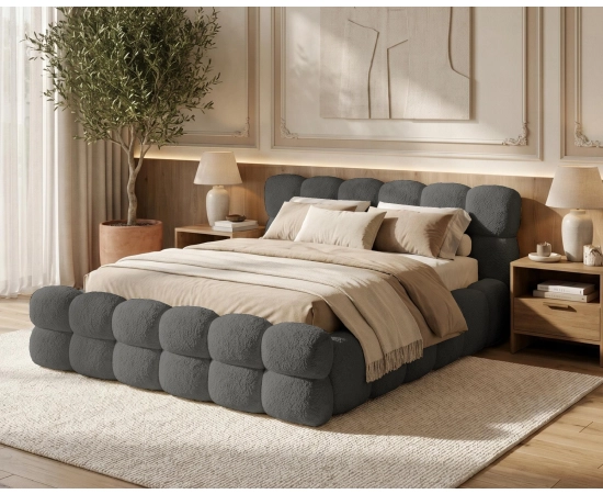 Doppelbett 180x200 Bouclé Roma aus dickem Schaumstoff