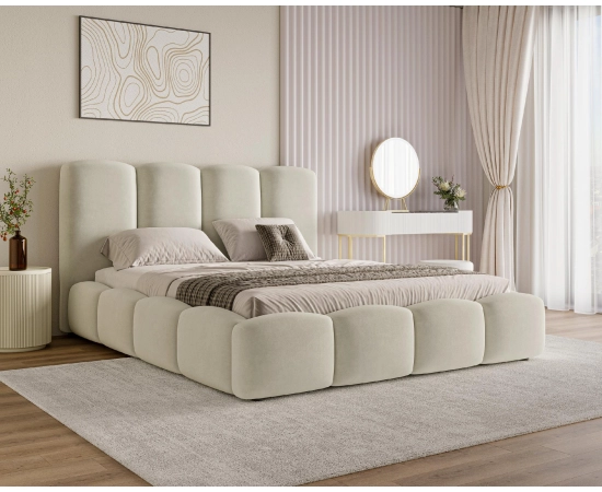 Jugendbett 120x200 im Wolken-Design mit Bettkasten und Lattenrost Puffy