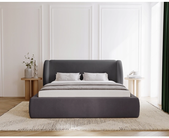 Stylowe łóżko z uszami 140x200 pojemnik na posciel z stelażem Kylie