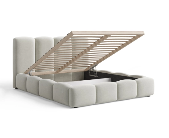 Doppelbett 200x200 im Wolken-Design mit Bettkasten und Lattenrost Puffy