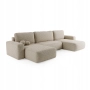 Bouclé U-Sofa mit Schlaffunktion & runden Formen Ornello U