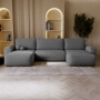 Bouclé U-Sofa mit Schlaffunktion & runden Formen Ornello U