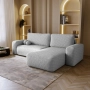 Bouclé Ecksofa mit Schlaffunktion & runden Formen Ornello L