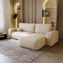 Bouclé Ecksofa mit Schlaffunktion & runden Formen Ornello L