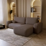 Bouclé Ecksofa mit Schlaffunktion & runden Formen Ornello L