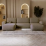 Bouclé U-Sofa mit Schlaffunktion & runden Formen Ornello U
