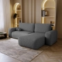 Bouclé Ecksofa mit Schlaffunktion & runden Formen Ornello L