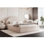 Łóżko tkanina boucle slim stylowe zaglowie pojemnik stelaż 160x200 Velora