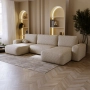 Bouclé U-Sofa mit Schlaffunktion & runden Formen Ornello U