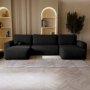 Bouclé U-Sofa mit Schlaffunktion & runden Formen Ornello U
