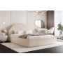 Łóżko tkanina boucle slim stylowe zaglowie pojemnik stelaż 160x200 Velora
