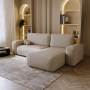 Bouclé Ecksofa mit Schlaffunktion & runden Formen Ornello L