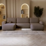 Bouclé U-Sofa mit Schlaffunktion & runden Formen Ornello U